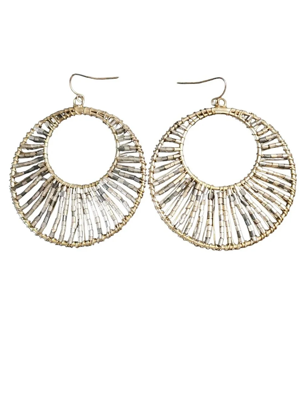Goldtone Beaded Hoop Earrings